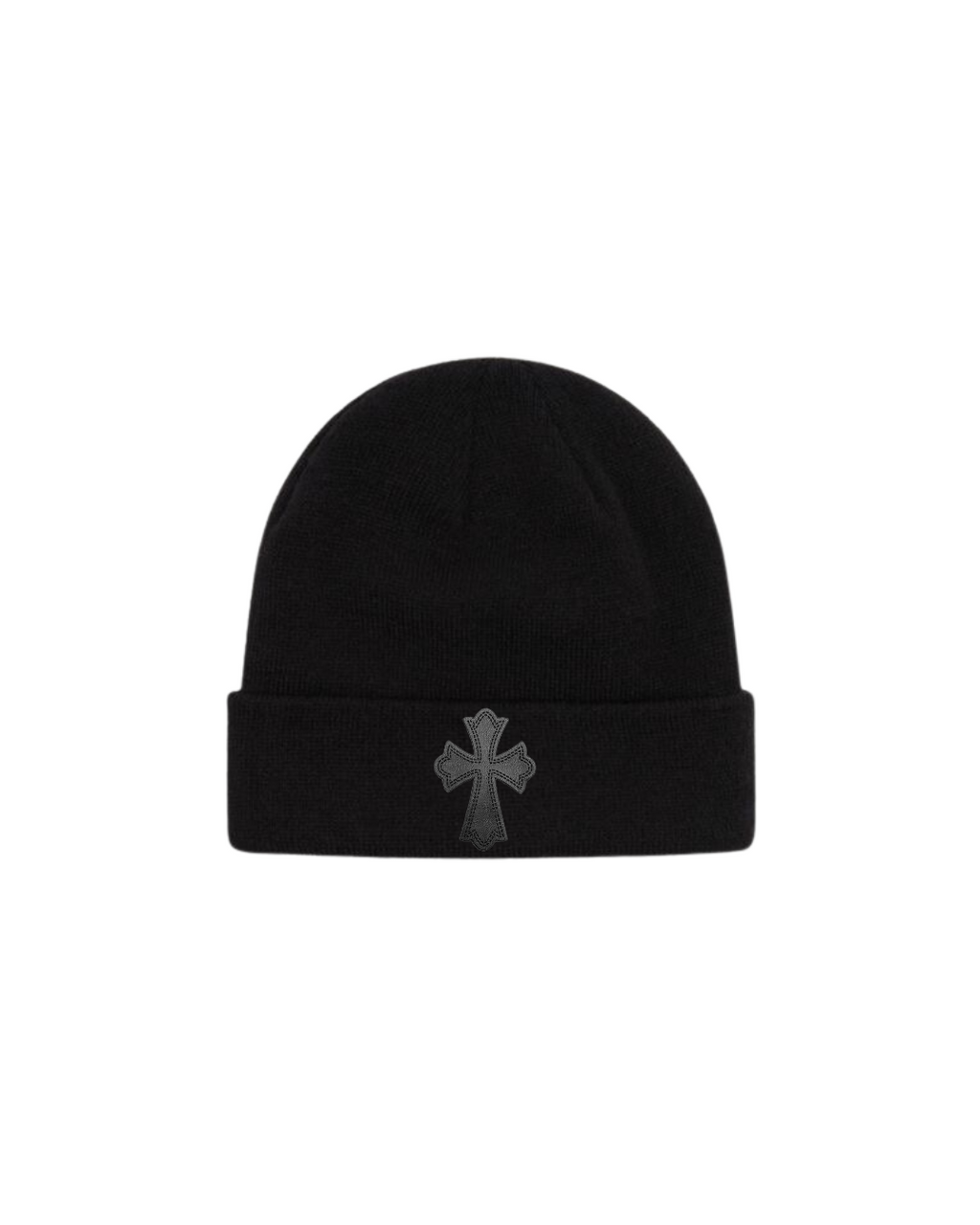 Beanie Negro Con Cruz De Piel